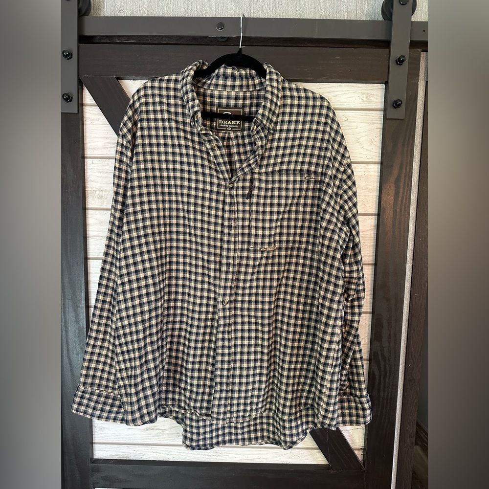 Drake Blue and White Casual Button Down Shirt